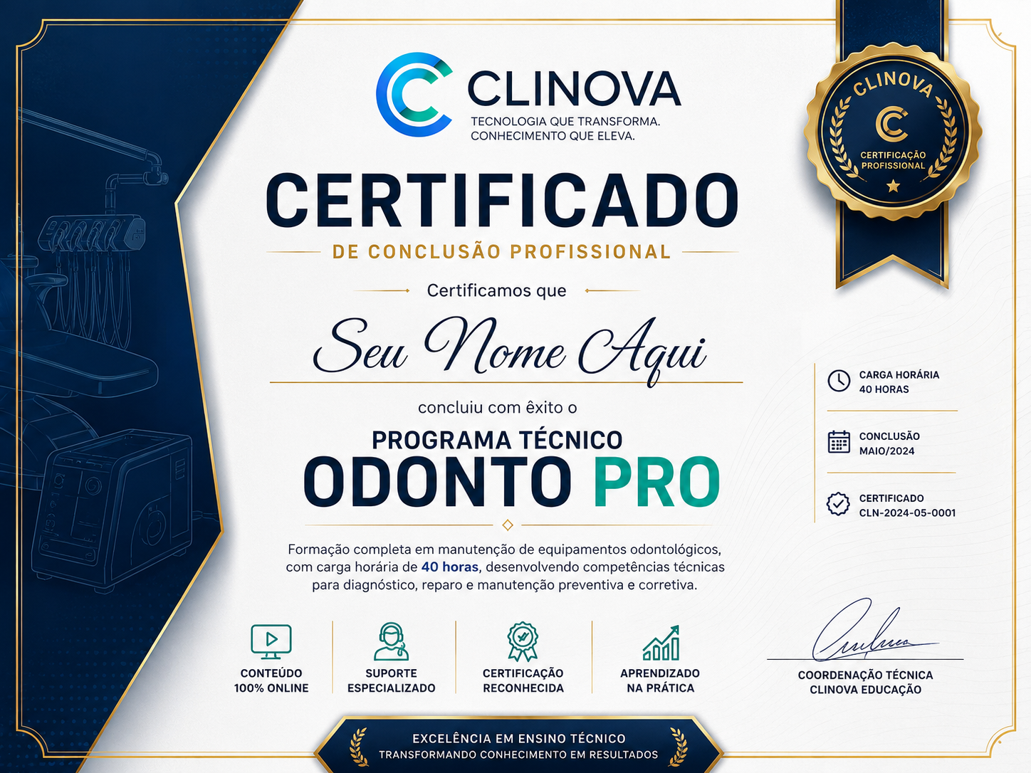 Certificado de Conclusão Profissional Clinova